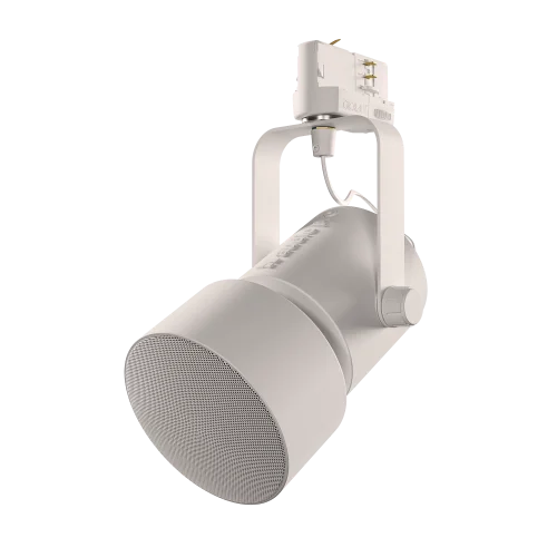 Diffusore compatto Audio Pro SP-1 bianco su binario luce trifase per bar e caffè