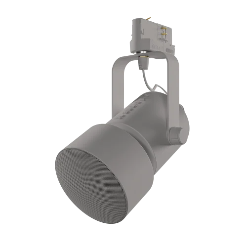Diffusore compatto Audio Pro SP-1 grigio su binario luce trifase per bar e caffè
