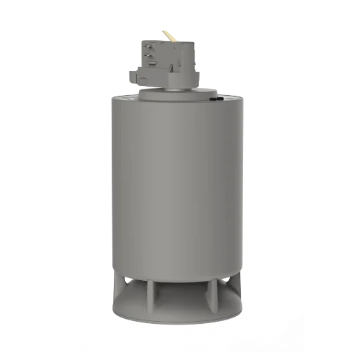 Spottune Omni Track speaker in grey, blending into modern track lighting systems