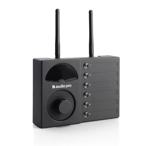 Audio Pro VOL-1 black wall-mounted volume controller for commercial audio systems in shops, restaurants, and offices