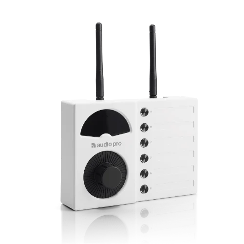 Audio Pro VOL-1 white wall-mounted volume control for professional sound installations in commercial spaces