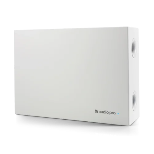 Audio Pro SUB-3 white compact active subwoofer for enhancing bass in retail and hospitality environments
