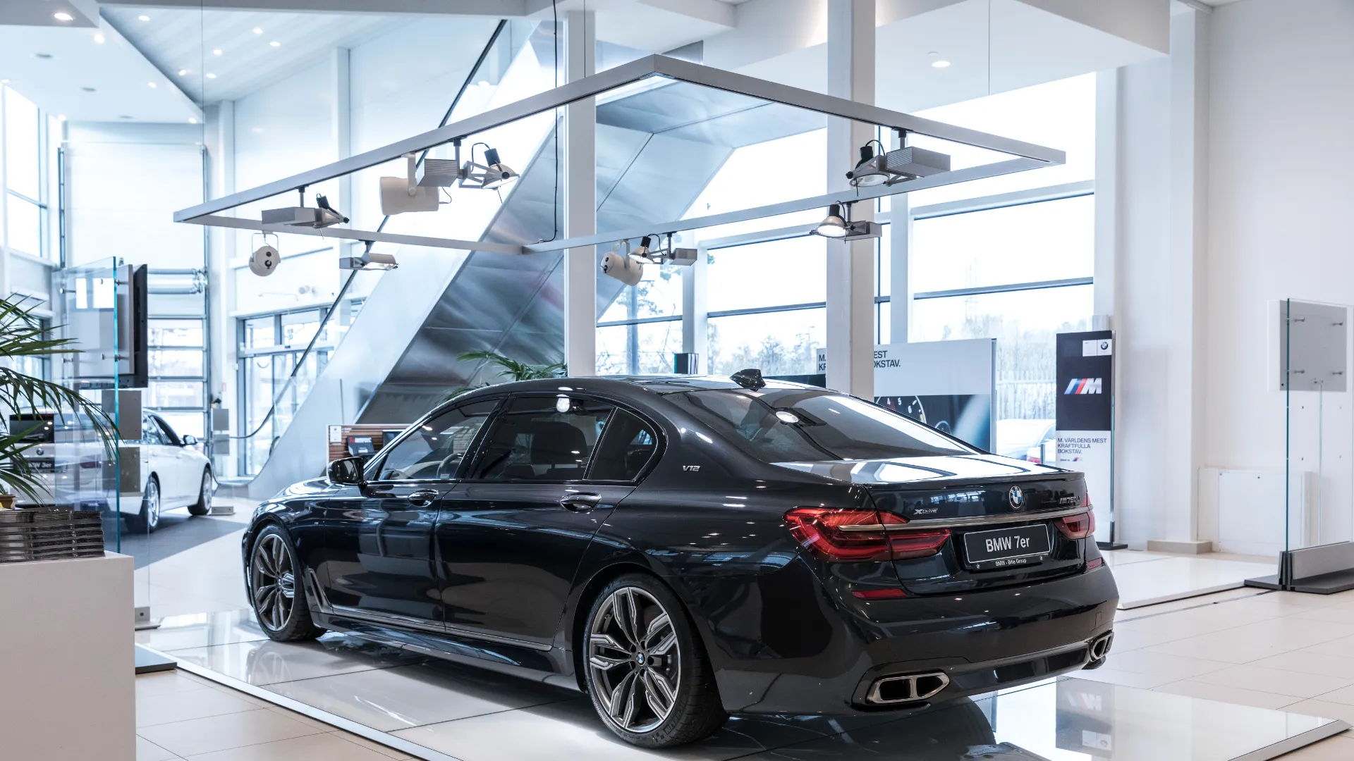 Picture of sound system in a car showroom