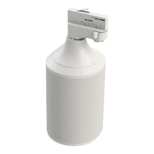 Loud of Sweden S2 white wireless speaker for lighting track in shops, cafés, and public spaces